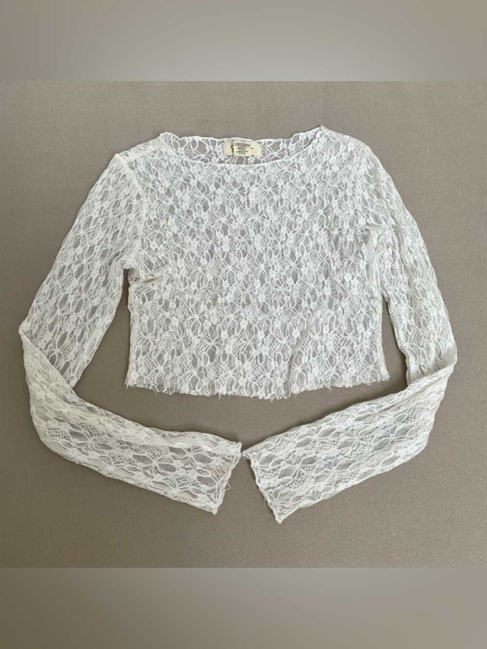 Jessica Simpson Womens Lace Cropped Long Top - size medium Y2K bohemian 80’s